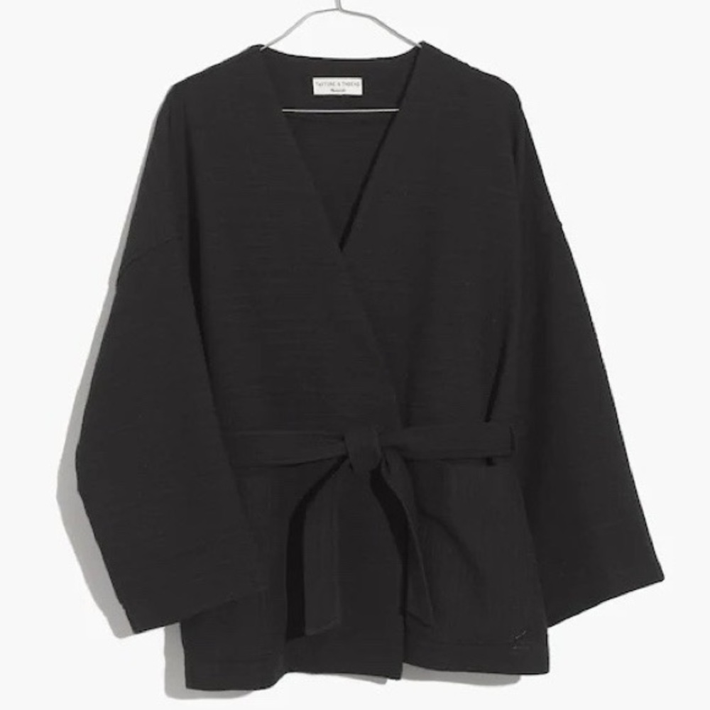 💕 MADEWELL texture & thread wrap jacket in true black size XL belted, textured